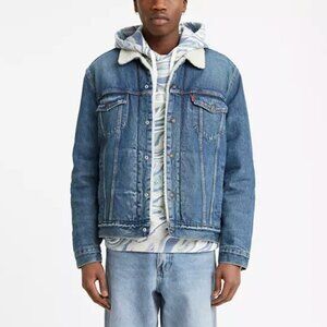 Levi's Mens 16365 Medium Wash Sherpa Lined Classic Trucker Jean Jacket